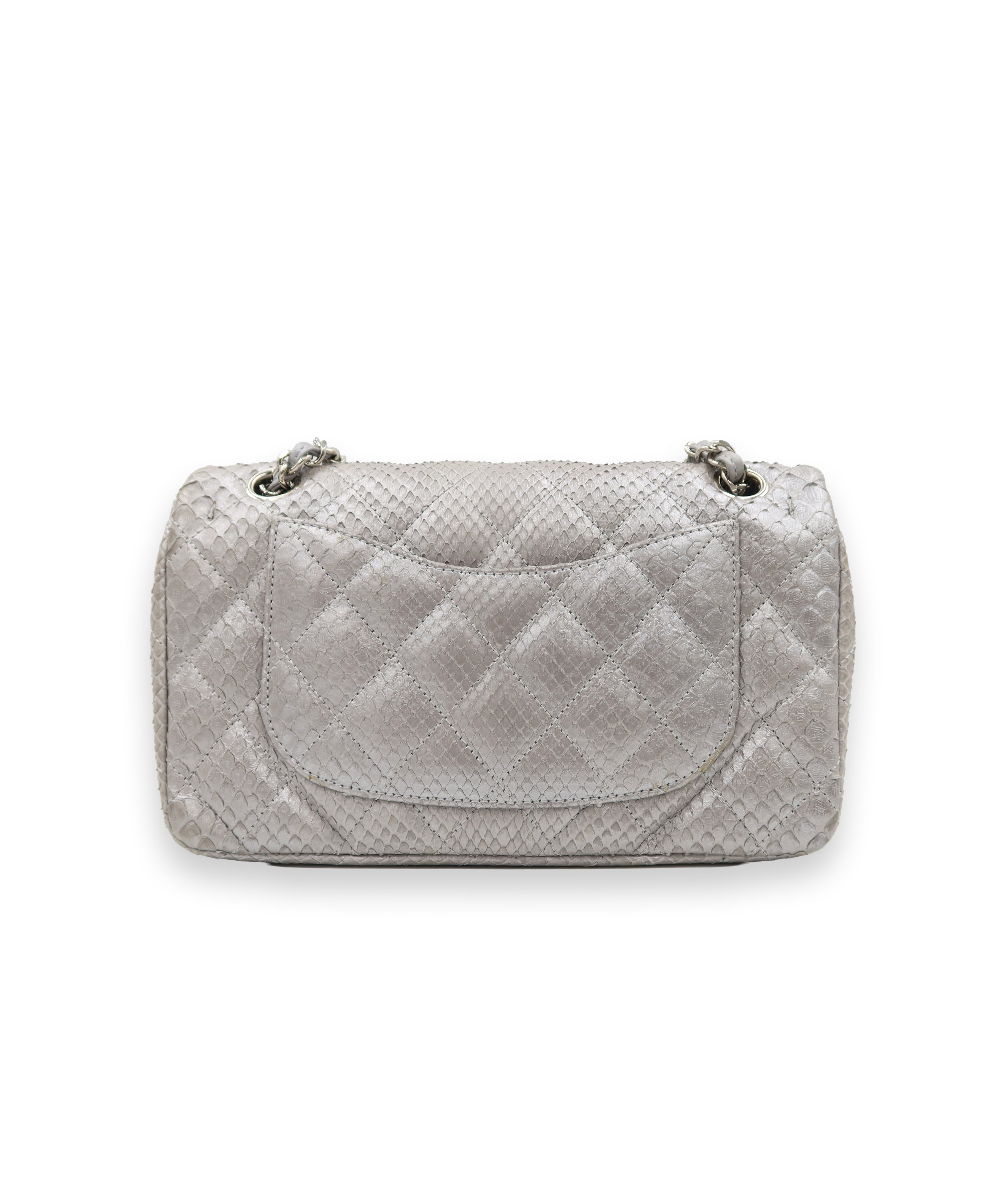 Chanel Double Flap Metallic Silver 2.55 Python Skin Leather Shoulder Bag 2008-2009