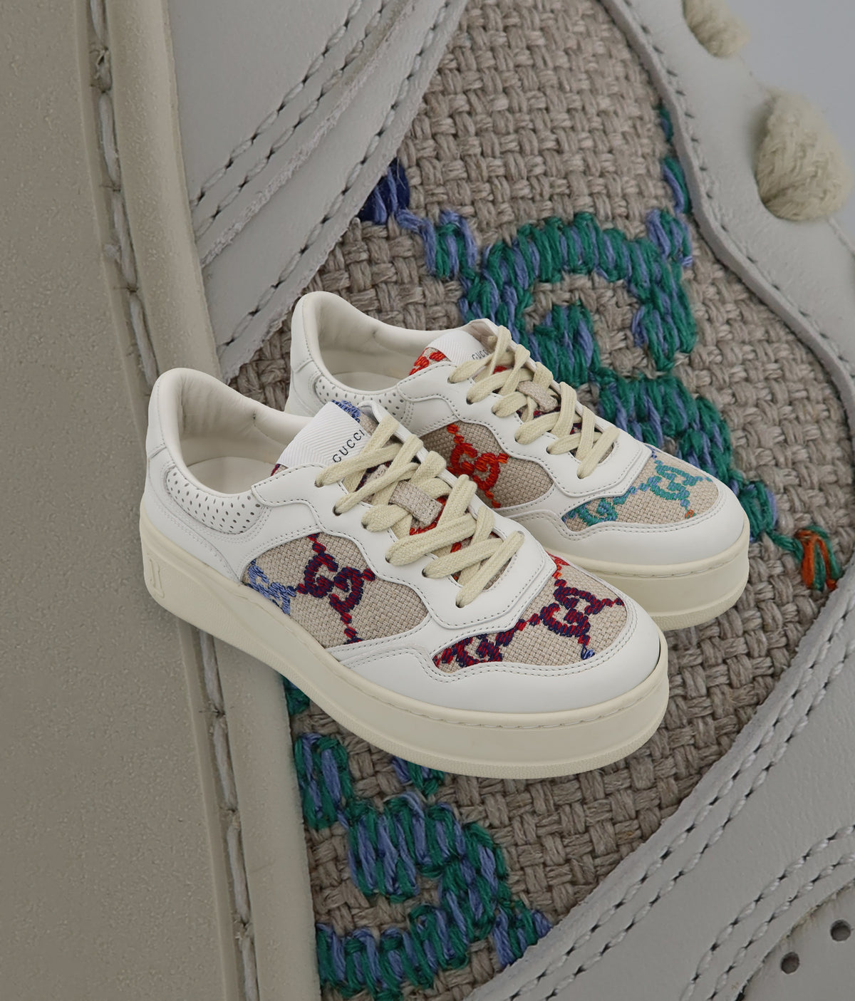Gucci GG embroidered leather sneakers