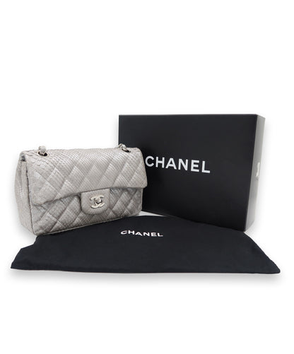 Chanel Double Flap Metallic Silver 2.55 Python Skin Leather Shoulder Bag 2008-2009