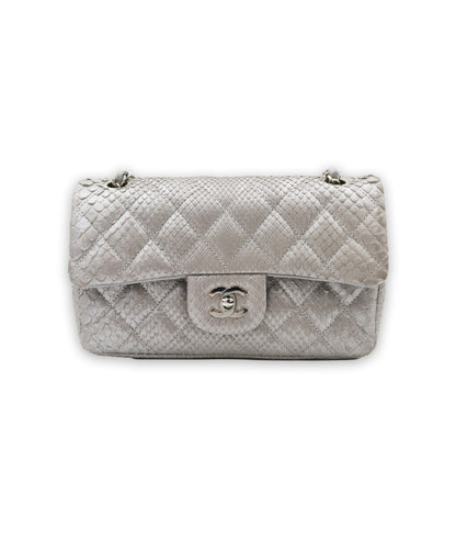 Chanel Double Flap Metallic Silver 2.55 Python Skin Leather Shoulder Bag 2008-2009