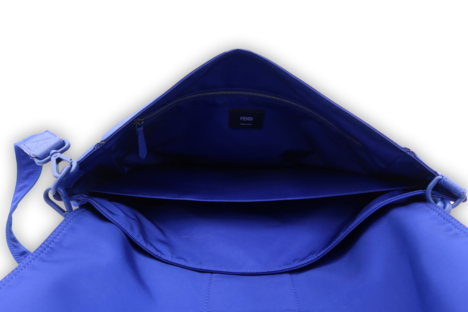 Fendi Electric Blue Nylon Baguette XL Messenger Bag