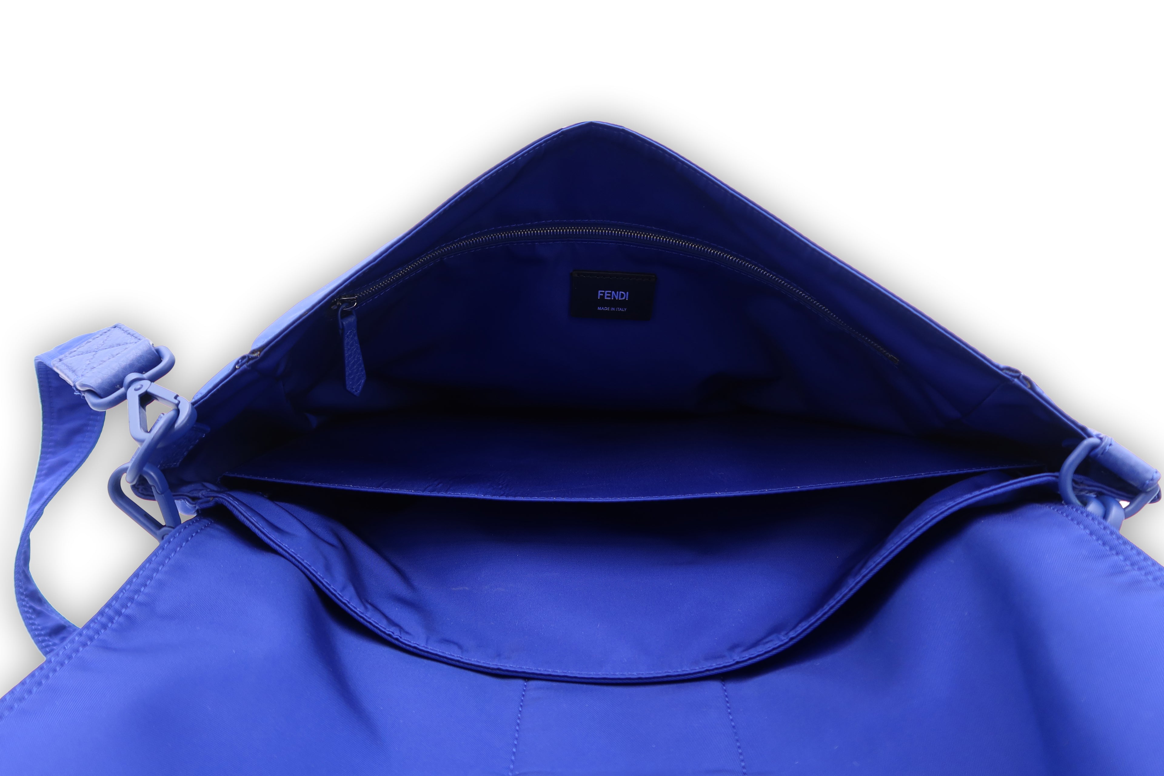 Fendi Electric Blue Nylon Baguette XL Messenger Bag