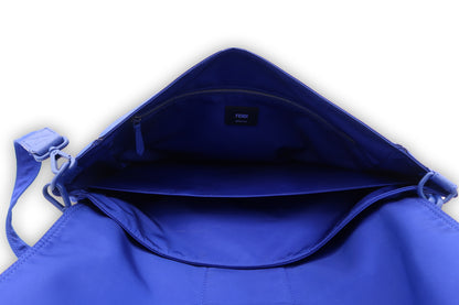 Fendi Electric Blue Nylon Baguette XL Messenger Bag