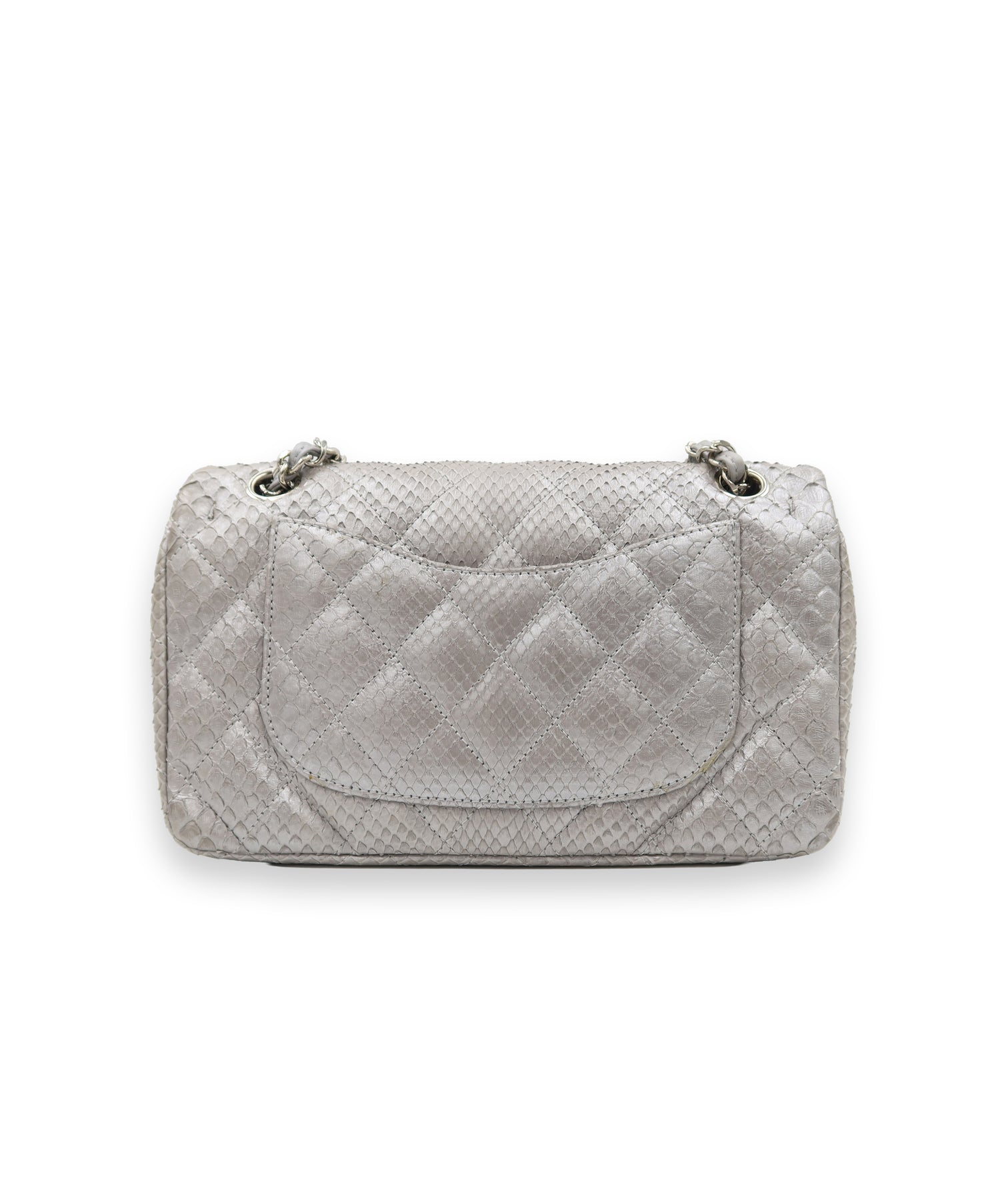 Chanel Double Flap Metallic Silver 2.55 Python Skin Leather Shoulder Bag 2008-2009