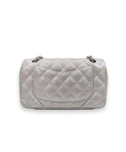 Chanel Double Flap Metallic Silver 2.55 Python Skin Leather Shoulder Bag 2008-2009