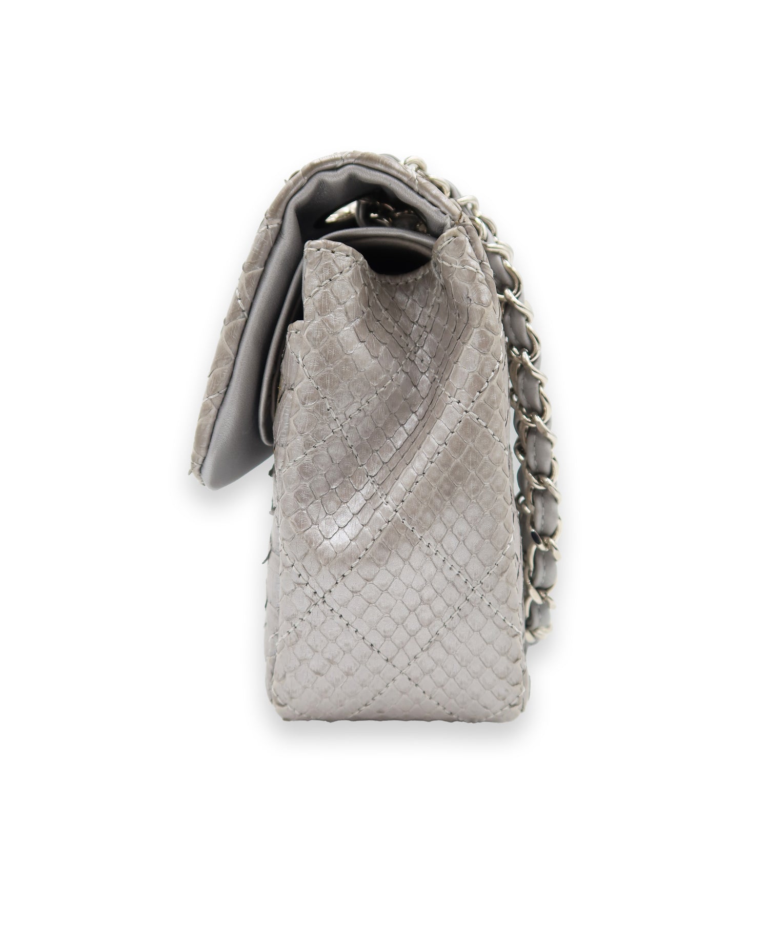 Chanel Double Flap Metallic Silver 2.55 Python Skin Leather Shoulder Bag 2008-2009