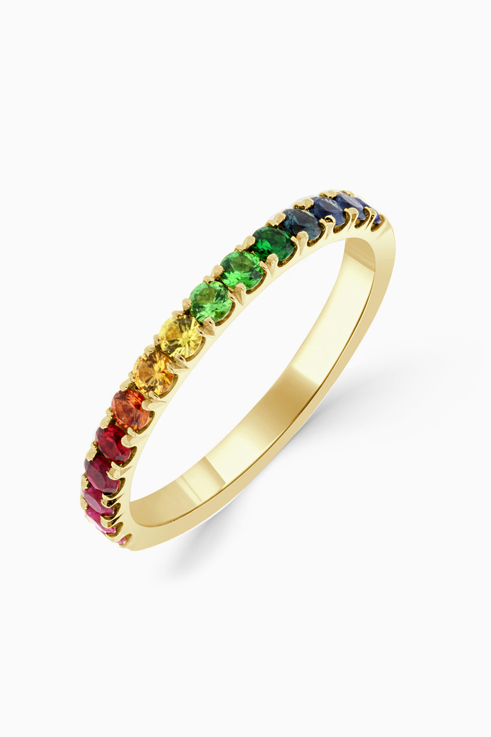 Single Row Half Set Rainbow Ring