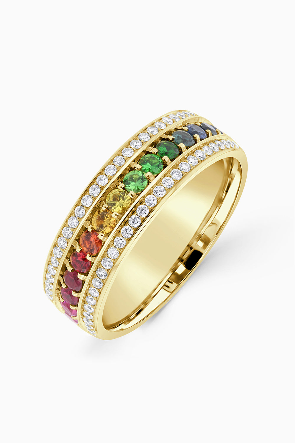 Centre Row Rainbow Coloured Ring