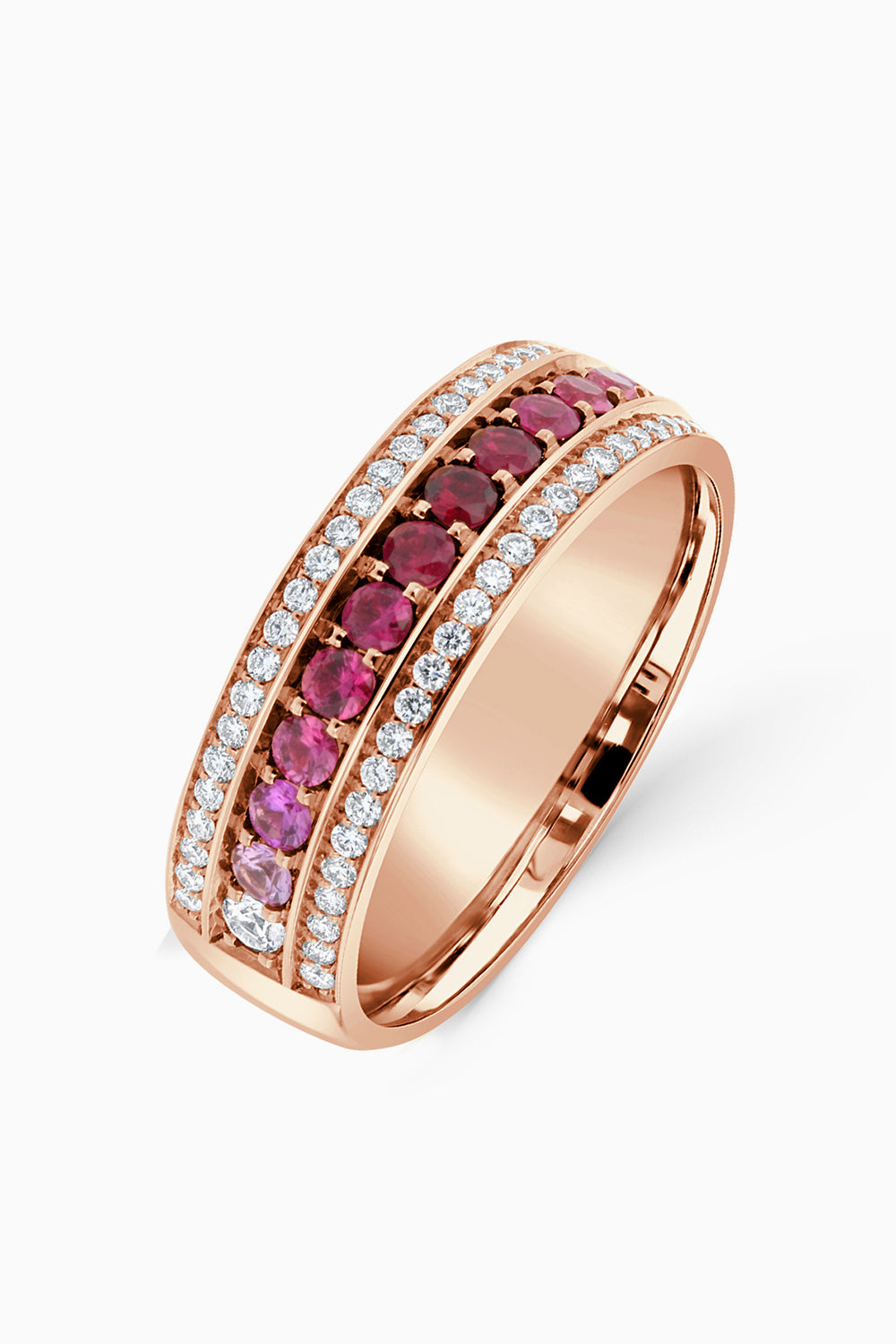 Ruby and Pink Sapphire Ombre Fade Ring