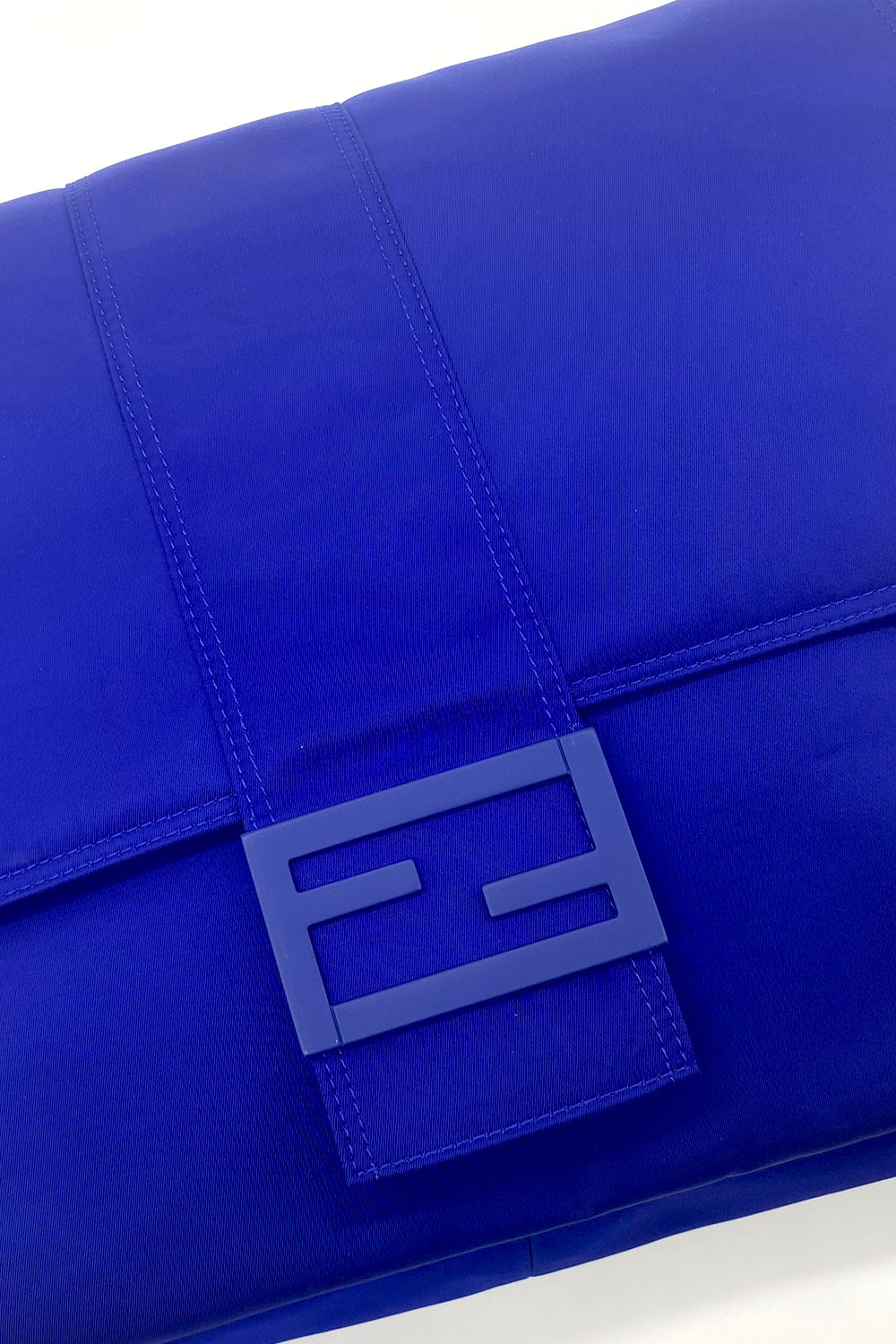 Fendi Electric Blue Nylon Baguette XL Messenger Bag