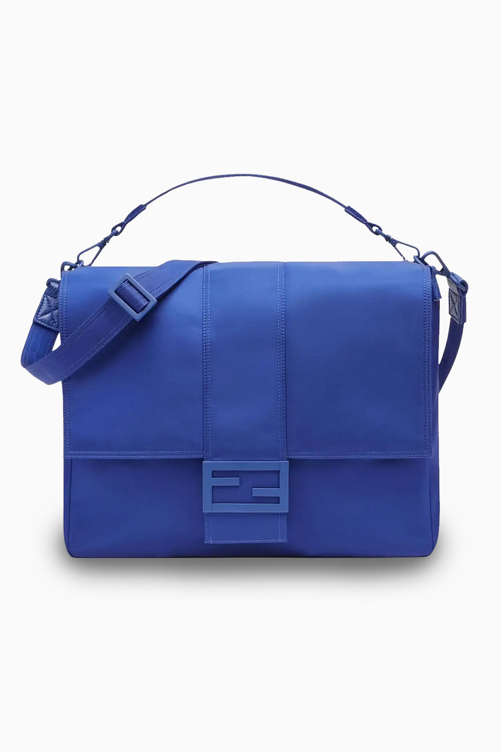 Fendi Electric Blue Nylon Baguette XL Messenger Bag