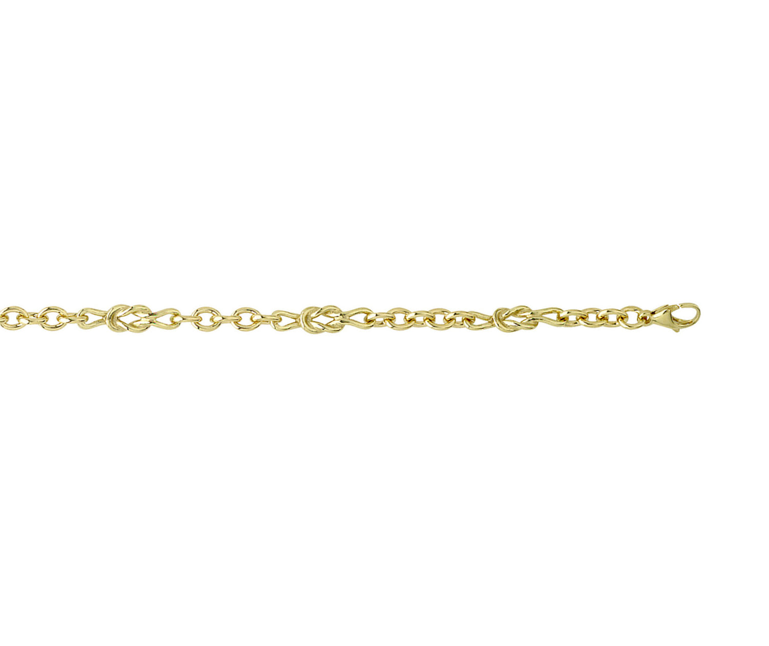 9ct Yellow 44/8 Trace with Reef Knot 7.5&quot;/19cm