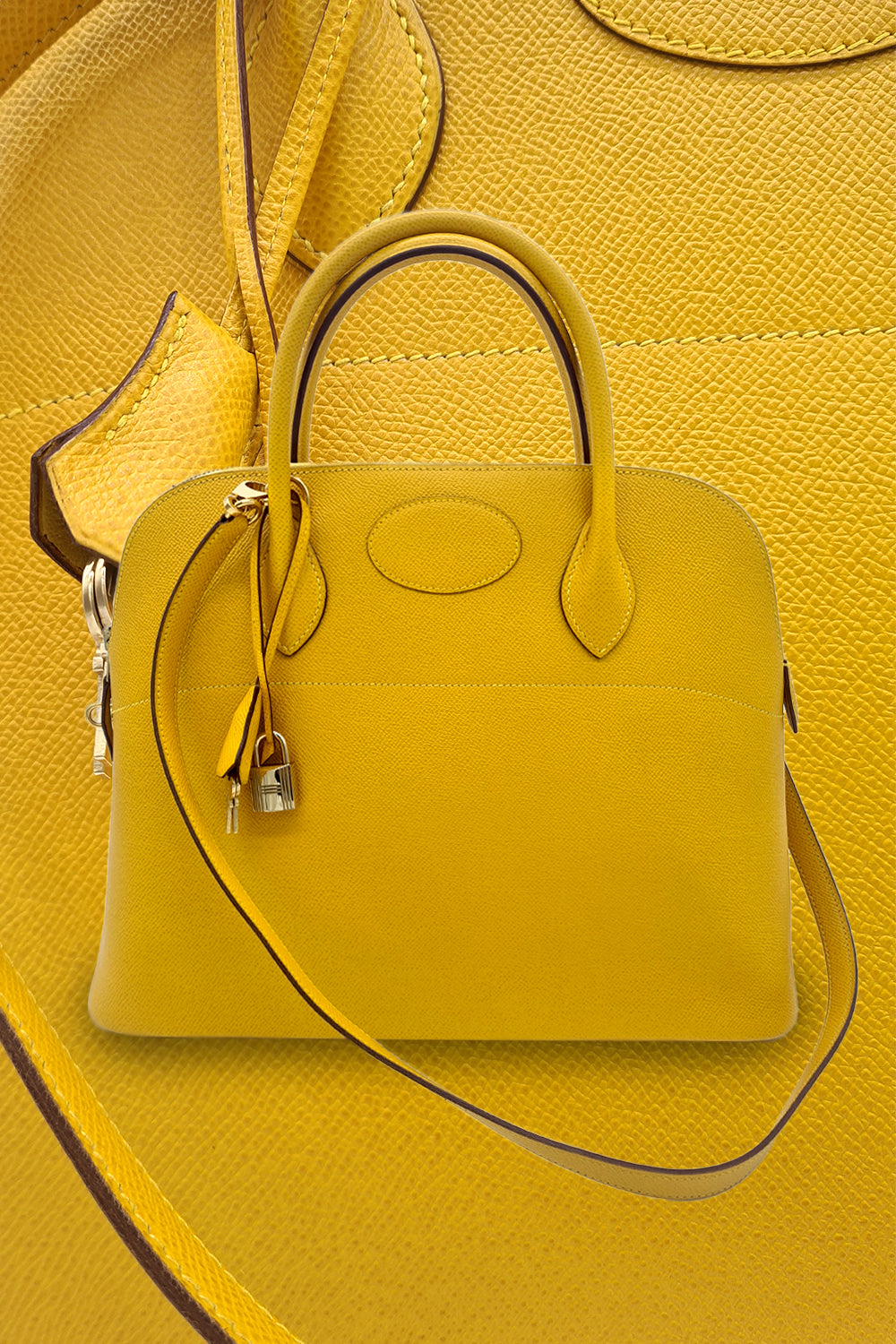 NEW HERMES BAGS BOLIDE 27 9D SHOULDER BAG/CROSSBODY BAG /HANDBAG JAUNE AMBRE