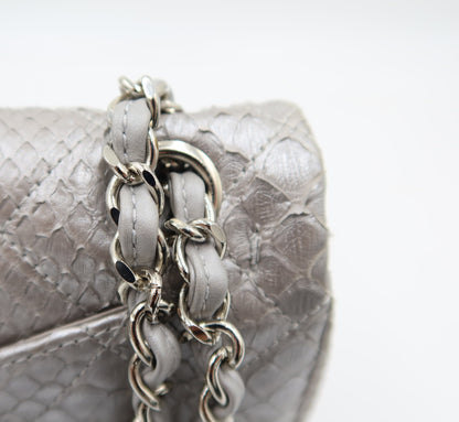 Chanel Double Flap Metallic Silver 2.55 Python Skin Leather Shoulder Bag 2008-2009