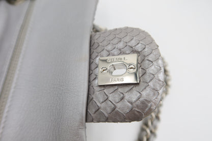Chanel Double Flap Metallic Silver 2.55 Python Skin Leather Shoulder Bag 2008-2009