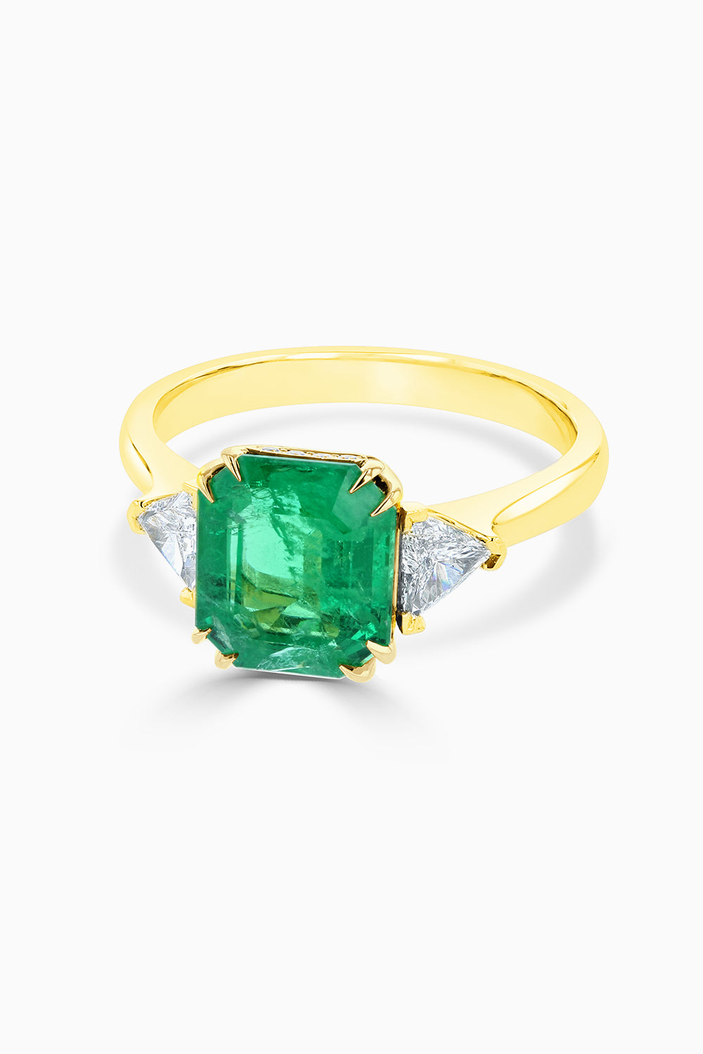 Octagon Emerald and Diamond Ring