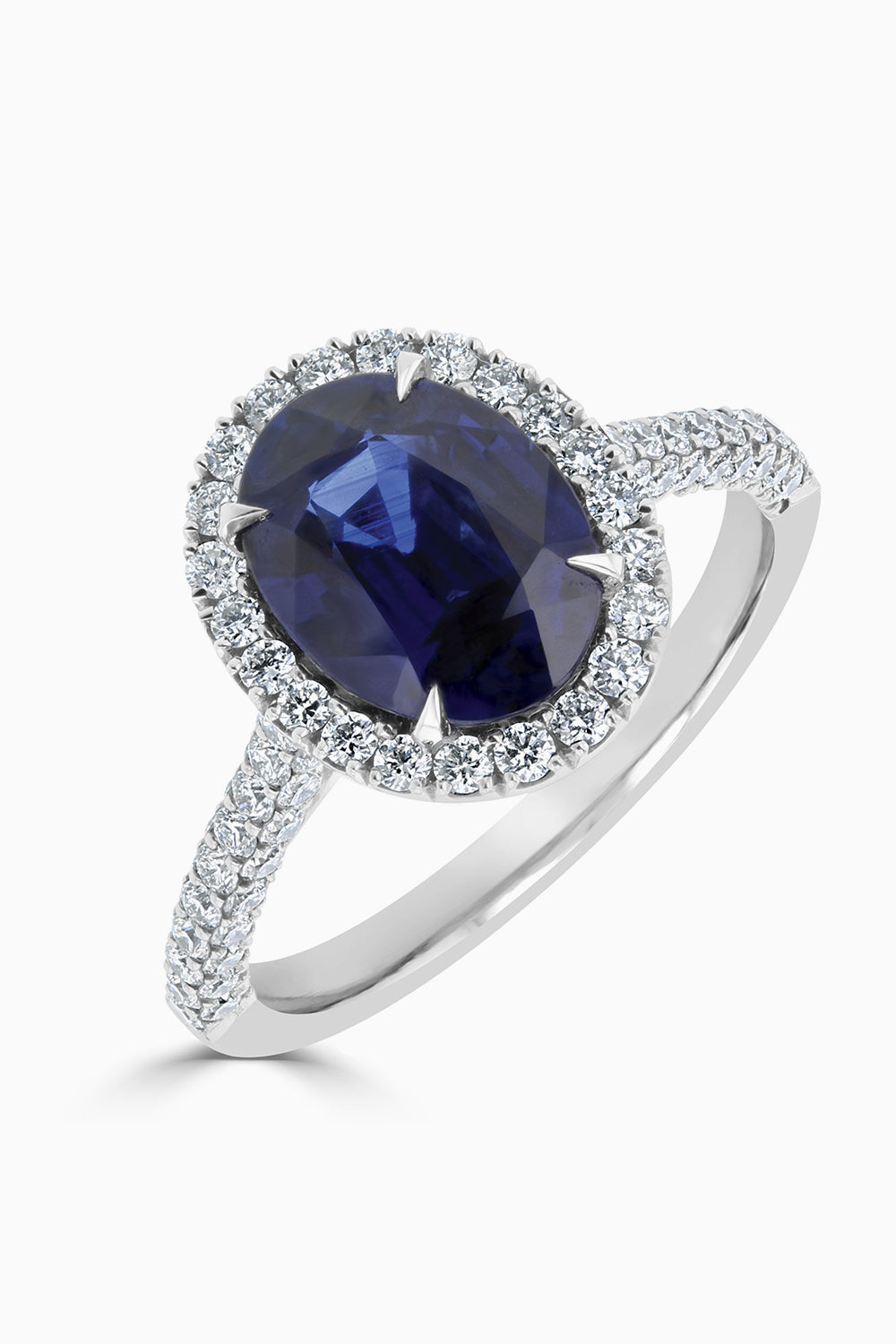 Sapphire and Diamond Halo Ring