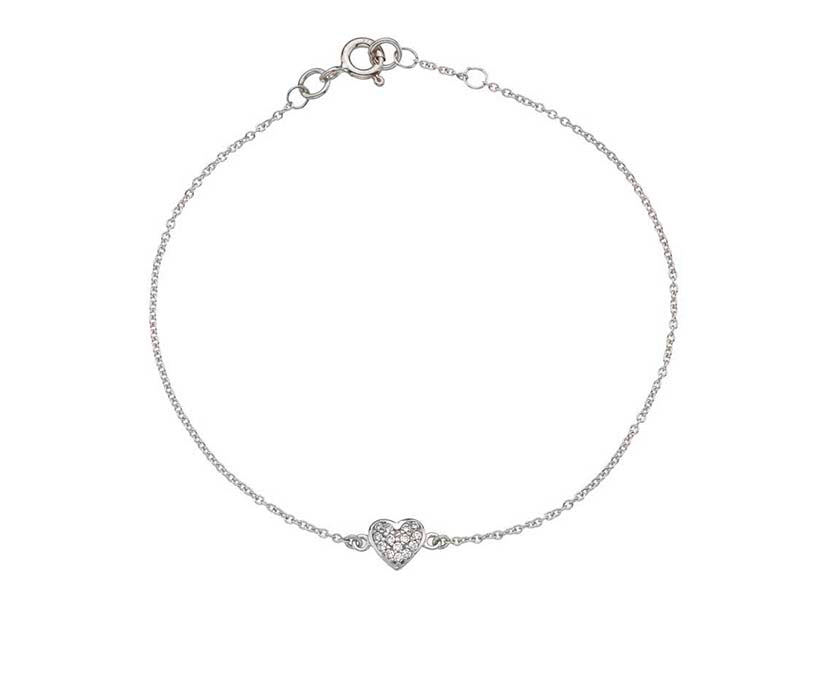 9ct White Curteis Collection 39 CZ Set Solid Heart bracelet