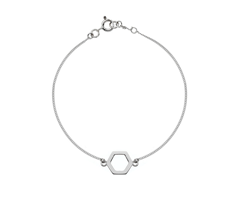 9ct White Curteis Collection 05 Hexagonal 07&quot; Bracelet